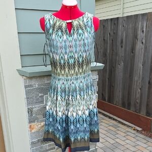 Gabby Skye Blue and Green Patterned Mini Dress